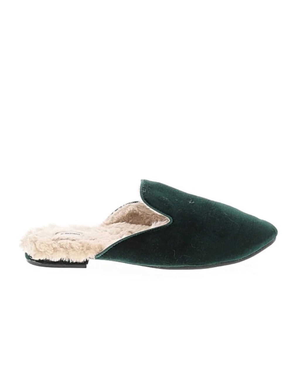 Birdies Emerald Green Velvet Slip-On Mules with Fleece Lining